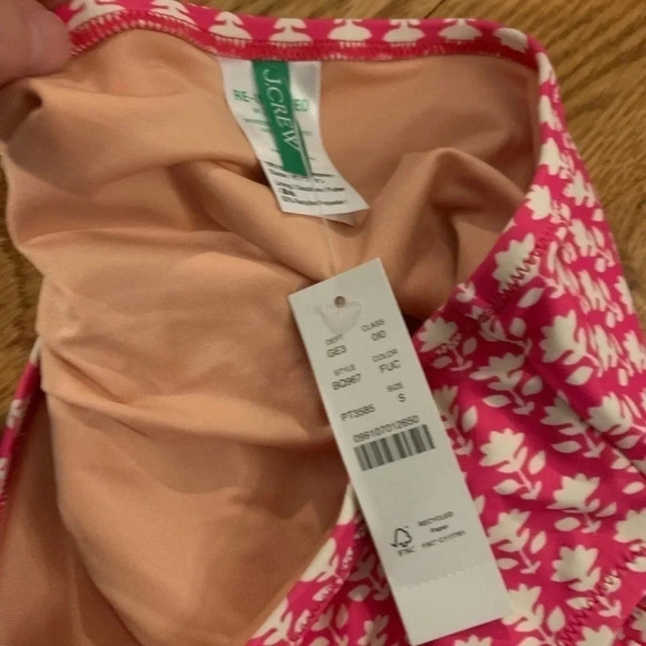 J.Crew High Rise Swim Bottoms Pink and White Block Print NWT - Picture 5 of 5